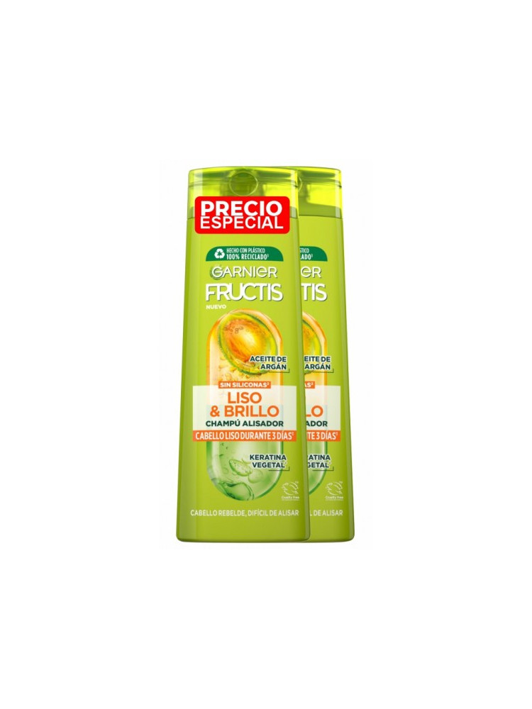 Fructis champu liso brillo 380 ml duplo